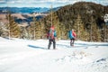 Two climbers are in the mountains. Royalty Free Stock Photo