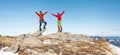 Two climbers on top of the mountain. Royalty Free Stock Photo