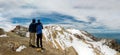 two climbers at the top of a mountain Royalty Free Stock Photo