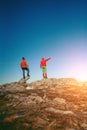 Two climbers on top. Royalty Free Stock Photo