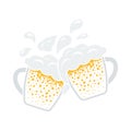 Two Clinking Beer Mugs With Fly Off Foam Icon