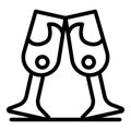 Two clinking glasses icon, outline style