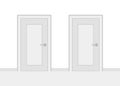 Two closed doors and having choice. Alternative doorway in front view. Choice concept. Vector illustrations Royalty Free Stock Photo