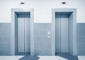 Two closed elevator doors. Royalty Free Stock Photo