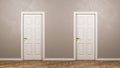 Two Closed White Doors in Front in the Room Royalty Free Stock Photo