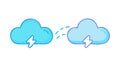 Two Clouds Linked by Lightning, Connected Weather Systems, vector design Generative AI Royalty Free Stock Photo