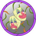 Two clown mask stained glass pattern