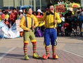 Two clowns telling jokes and joking. Royalty Free Stock Photo