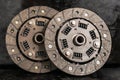 Two clutch discs on a dark background Royalty Free Stock Photo