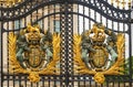 Two Coat of arms at gate of Buckingham Palace, London, UK Royalty Free Stock Photo