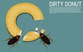 Two cockroach are eating a piece of donut Royalty Free Stock Photo