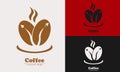 two coffee beans and a plane above the cup element icon logo