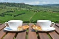 Two coffee cups and cantuccini Royalty Free Stock Photo