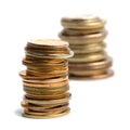 Two coins stacks Royalty Free Stock Photo