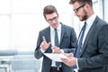 two colleagues looking at the digital tablet screen Royalty Free Stock Photo