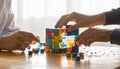 Collaborative Team Building with Colorful Blocks Royalty Free Stock Photo