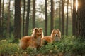 Two Collies sitting in a lush forest Royalty Free Stock Photo