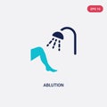 Two color ablution vector icon from hygiene concept. isolated blue ablution vector sign symbol can be use for web, mobile and logo