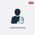 Two color accident and injuries vector icon from law and justice concept. isolated blue accident and injuries vector sign symbol