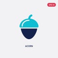Two color acorn vector icon from fruits concept. isolated blue acorn vector sign symbol can be use for web, mobile and logo. eps Royalty Free Stock Photo