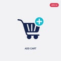 Two color add cart vector icon from general concept. isolated blue add cart vector sign symbol can be use for web, mobile and logo Royalty Free Stock Photo