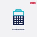 Two color adding machine vector icon from education concept. isolated blue adding machine vector sign symbol can be use for web, Royalty Free Stock Photo