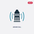 Two color adhan call vector icon from religion-2 concept. isolated blue adhan call vector sign symbol can be use for web, mobile