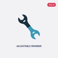Two color adjustable spanner vector icon from seo and web concept. isolated blue adjustable spanner vector sign symbol can be use