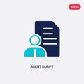 Two color agent script vector icon from general-1 concept. isolated blue agent script vector sign symbol can be use for web,