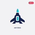 Two color air force vector icon from army and war concept. isolated blue air force vector sign symbol can be use for web, mobile Royalty Free Stock Photo