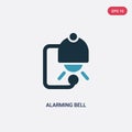 Two color alarming bell vector icon from music concept. isolated blue alarming bell vector sign symbol can be use for web, mobile