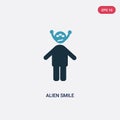 Two color alien smile vector icon from people concept. isolated blue alien smile vector sign symbol can be use for web, mobile and