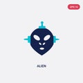 Two color alien vector icon from astronomy concept. isolated blue alien vector sign symbol can be use for web, mobile and logo.