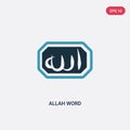 Two color allah word vector icon from religion concept. isolated blue allah word vector sign symbol can be use for web, mobile and Royalty Free Stock Photo