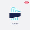Two color allen keys vector icon from construction and tools concept. isolated blue allen keys vector sign symbol can be use for