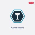 Two color allowed drinking vector icon from signaling concept. isolated blue allowed drinking vector sign symbol can be use for