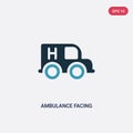 Two color ambulance facing left vector icon from mechanicons concept. isolated blue ambulance facing left vector sign symbol can Royalty Free Stock Photo