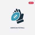 Two color american football player hand holding the ball vector icon from sports concept. isolated blue american football player Royalty Free Stock Photo