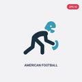Two color american football player picking the ball vector icon from sports concept. isolated blue american football player Royalty Free Stock Photo