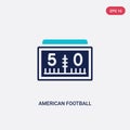 Two color american football scores numbers vector icon from american football concept. isolated blue american football scores