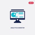 Two color analytics monitor vector icon from business and analytics concept. isolated blue analytics monitor vector sign symbol
