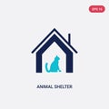 Two color animal shelter vector icon from charity concept. isolated blue animal shelter vector sign symbol can be use for web, Royalty Free Stock Photo