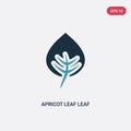 Two color apricot leaf leaf vector icon from nature concept. isolated blue apricot leaf vector sign symbol can be use for web,