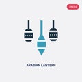 Two color arabian lantern vector icon from religion-2 concept. isolated blue arabian lantern vector sign symbol can be use for web