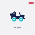 Two color army car vector icon from army concept. isolated blue army car vector sign symbol can be use for web, mobile and logo. Royalty Free Stock Photo