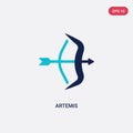 Two color artemis vector icon from greece concept. isolated blue artemis vector sign symbol can be use for web, mobile and logo.