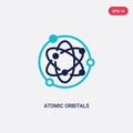 Two color atomic orbitals vector icon from education concept. isolated blue atomic orbitals vector sign symbol can be use for web Royalty Free Stock Photo