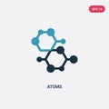 Two color atoms vector icon from science concept. isolated blue atoms vector sign symbol can be use for web, mobile and logo. eps Royalty Free Stock Photo