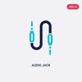 Two color audio jack vector icon from electrian connections concept. isolated blue audio jack vector sign symbol can be use for