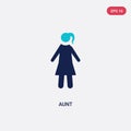 Two color aunt vector icon from family relations concept. isolated blue aunt vector sign symbol can be use for web, mobile and